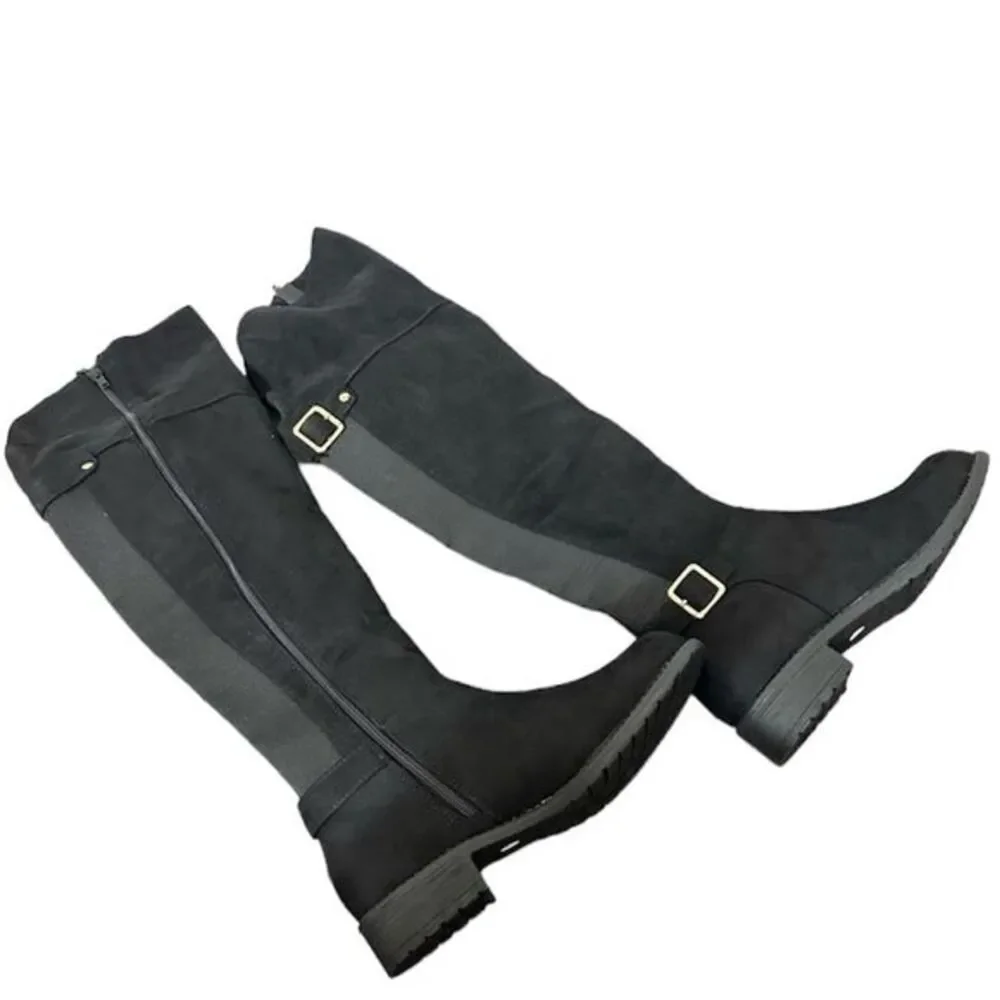 OVER THEE KNEE BLACK FAUX SUEDE‎ EQUESTRIAN BOOTS NWT